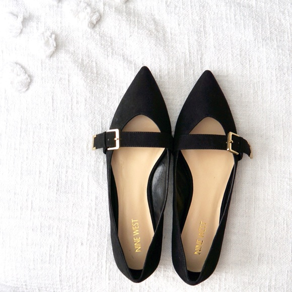Nine West Shoes - Nine West Black Pointed Toe Suede Flats!